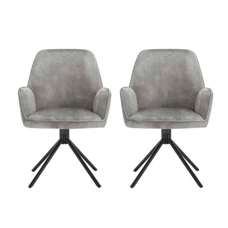 2er-Set Armlehnenstühle Noah - Grau
