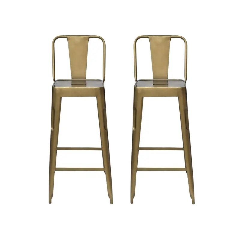 2er-Set Barhocker Copenhagen aus Eisen - Antikmessing glänzend