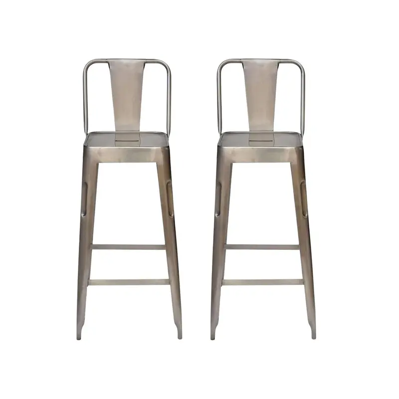 2er-Set Barhocker Copenhagen aus Eisen - Silber glänzend
