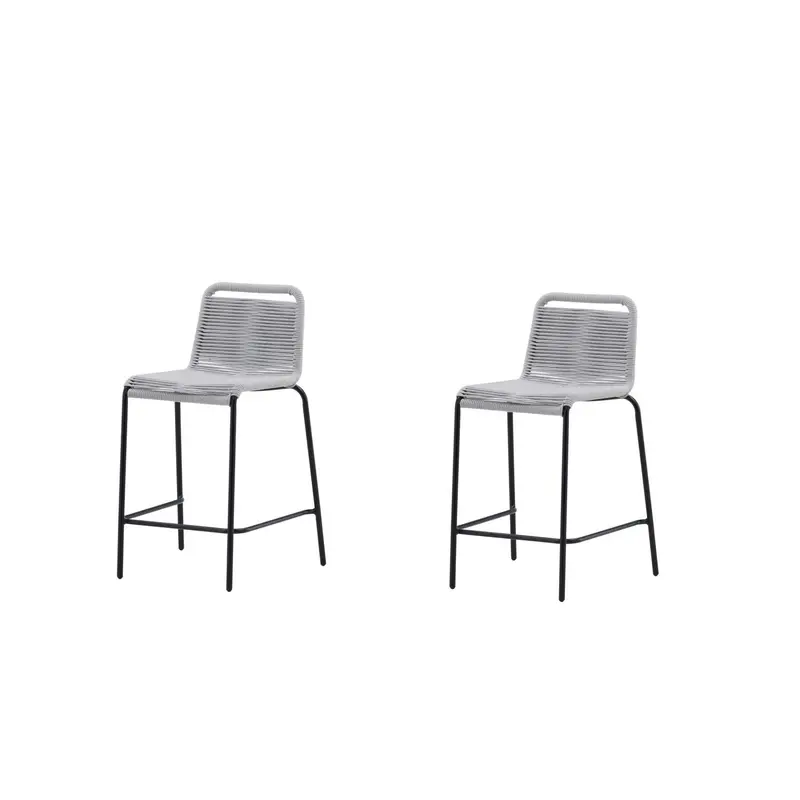 2er-Set Barhocker Lindos aus Seil - Grau