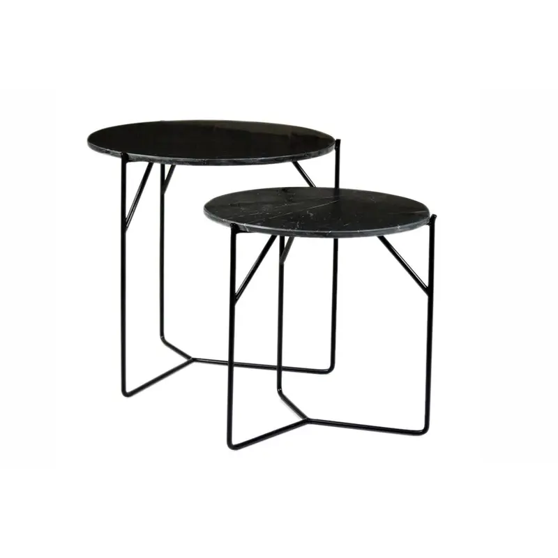 2er-Set Beistelltische Mason Marble aus Stein - Schwarz