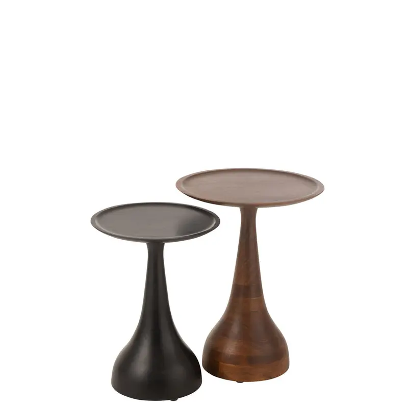 2er-Set Beistelltische Paro aus Mangoholz - Schwarz/Braun