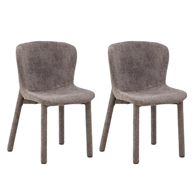 2er-Set Bouclé-Polsterstühle Astoria - Braun