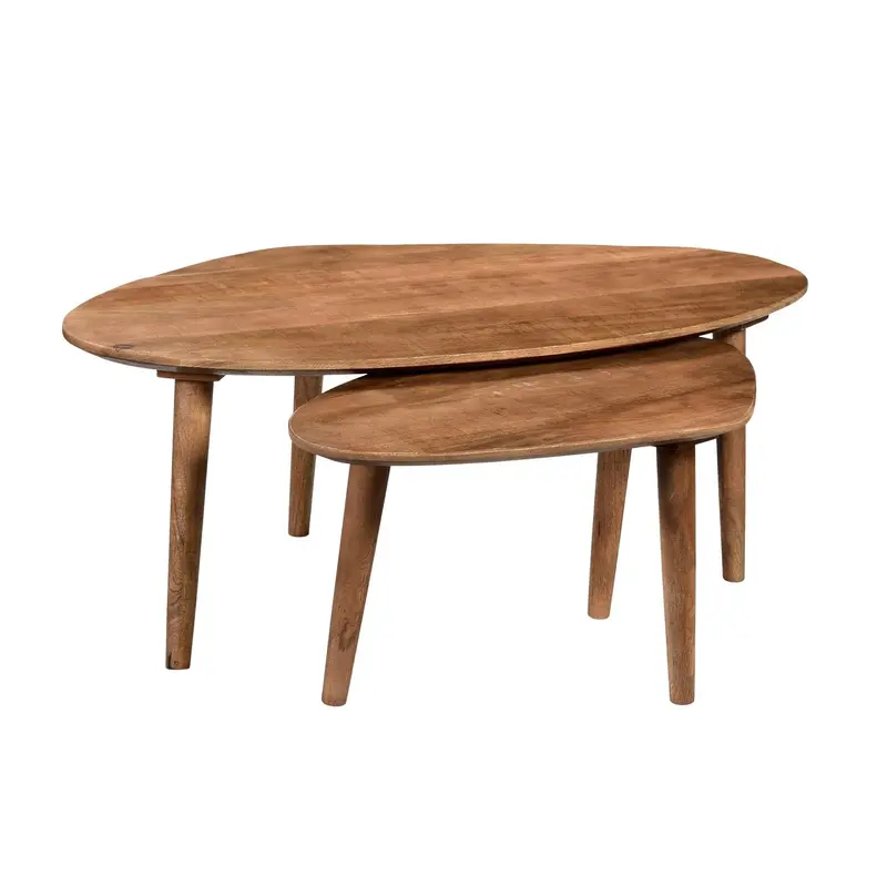 2er-Set Couchtisch Xavier aus Mangoholz - Dunkelbraun