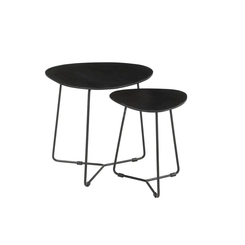 2er-Set Couchtische Ivy aus Massivholz - Schwarz