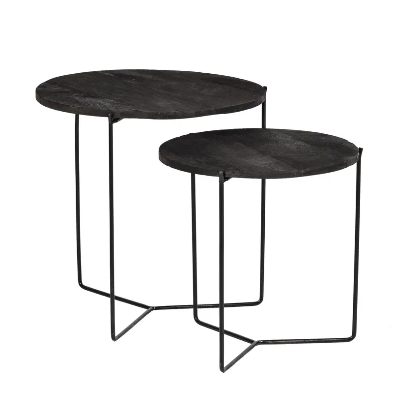2er-Set Couchtische Mason aus Massivholz - Schwarz