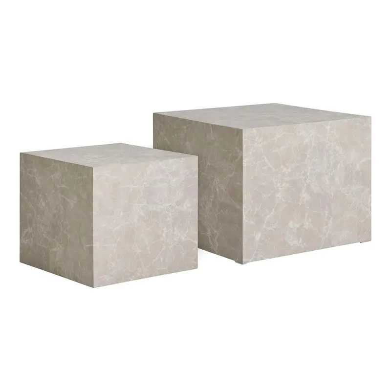 2er-Set Couchtische Prag in Marmoroptik - Beige