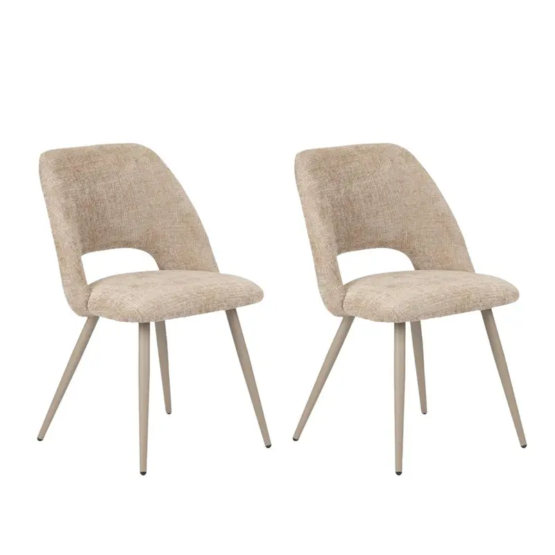 2er-Set Esszimmerstühle Arc - Creme