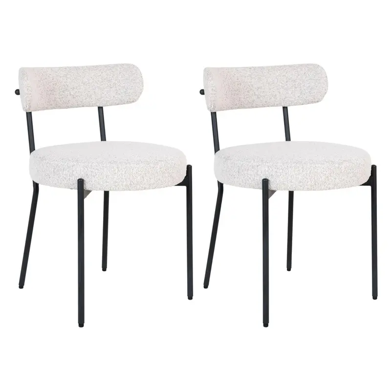 2er-Set Esszimmerstühle Badalona aus Bouclé - Weiß