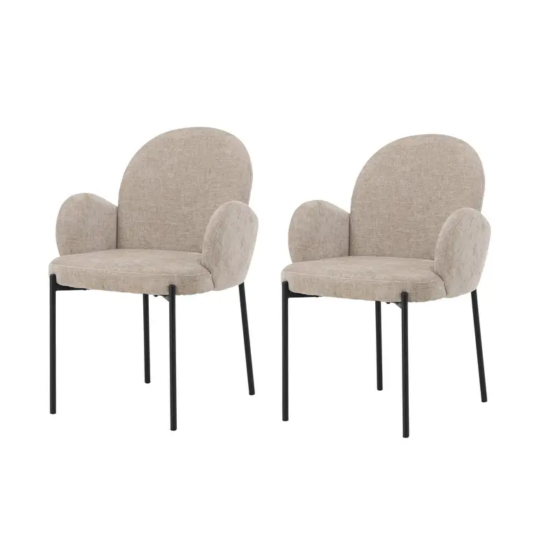2er-Set Esszimmerstühle Blom mit Armlehnen - Beige