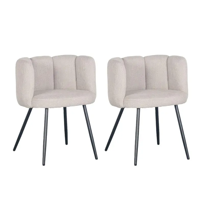 2er-Set Esszimmerstühle High Five aus Stoff - Beige