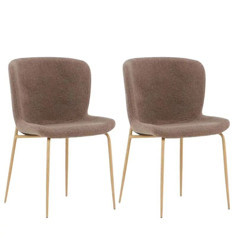2er-Set Esszimmerstühle Modesto aus Teddy Bouclé - Braun