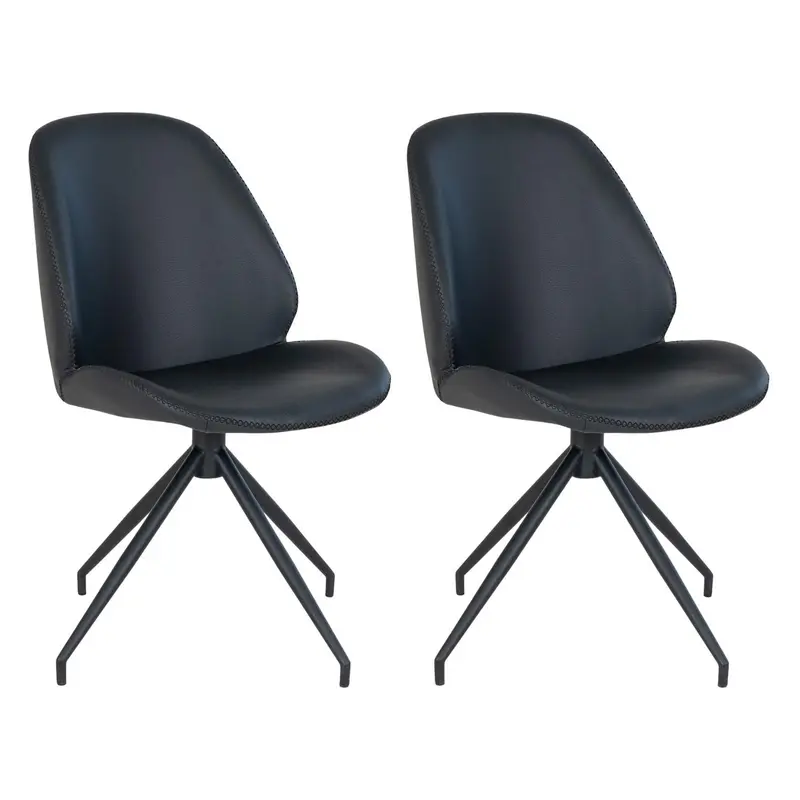 2er-Set Esszimmerstühle Monte Carlo aus Kunstleder - Schwarz