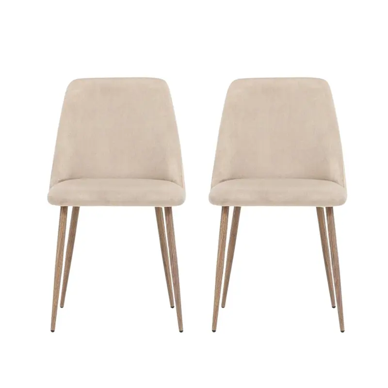 2er-Set Esszimmerstühle Night aus Samt - Beige