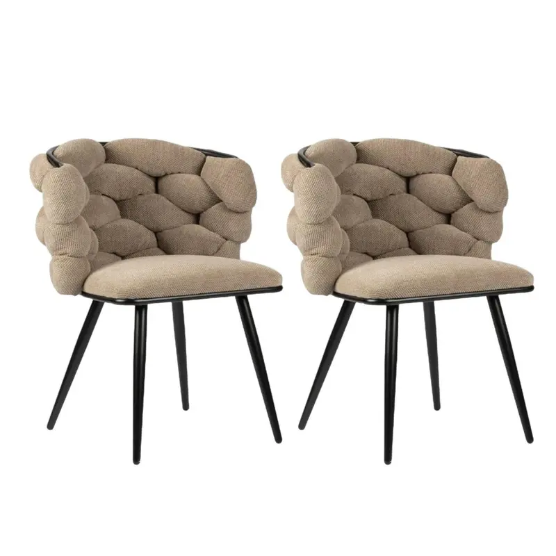 2er-Set Esszimmerstühle Rock aus Chenille - Braun