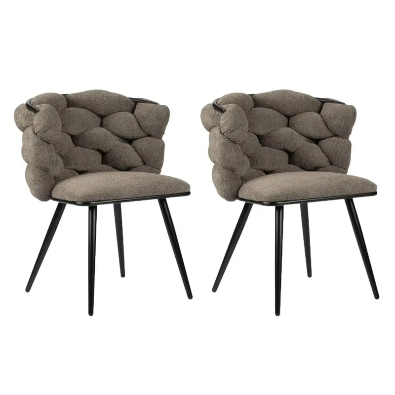 2er-Set Esszimmerstühle Rock aus Chenille - Taupe