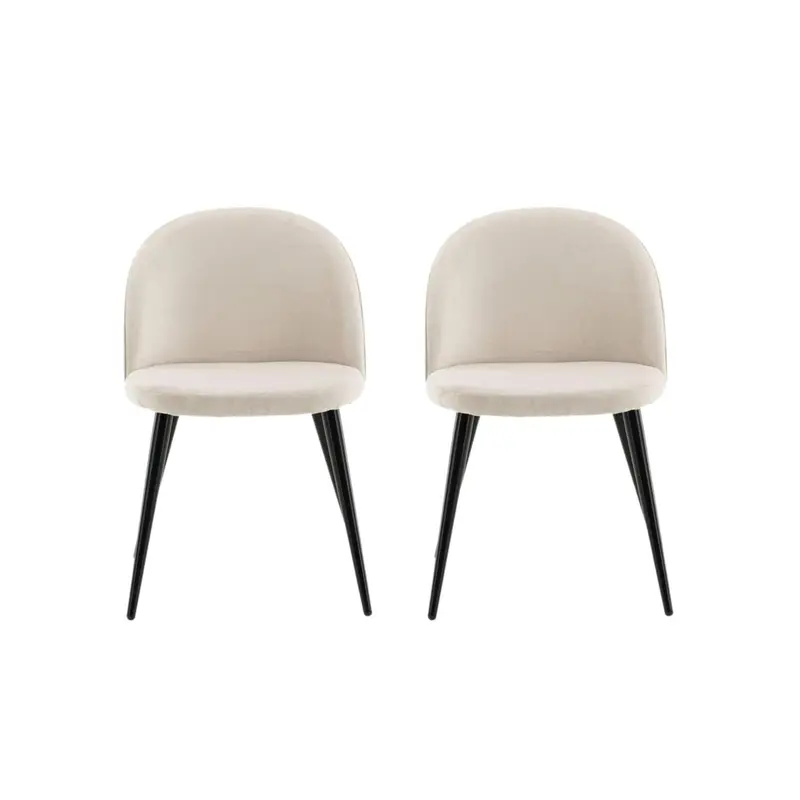 2er-Set Esszimmerstühle Velvet aus Samt - Beige