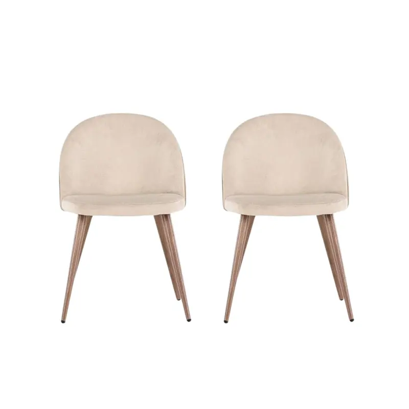 2er-Set Esszimmerstühle Velvet aus Samt - Beige