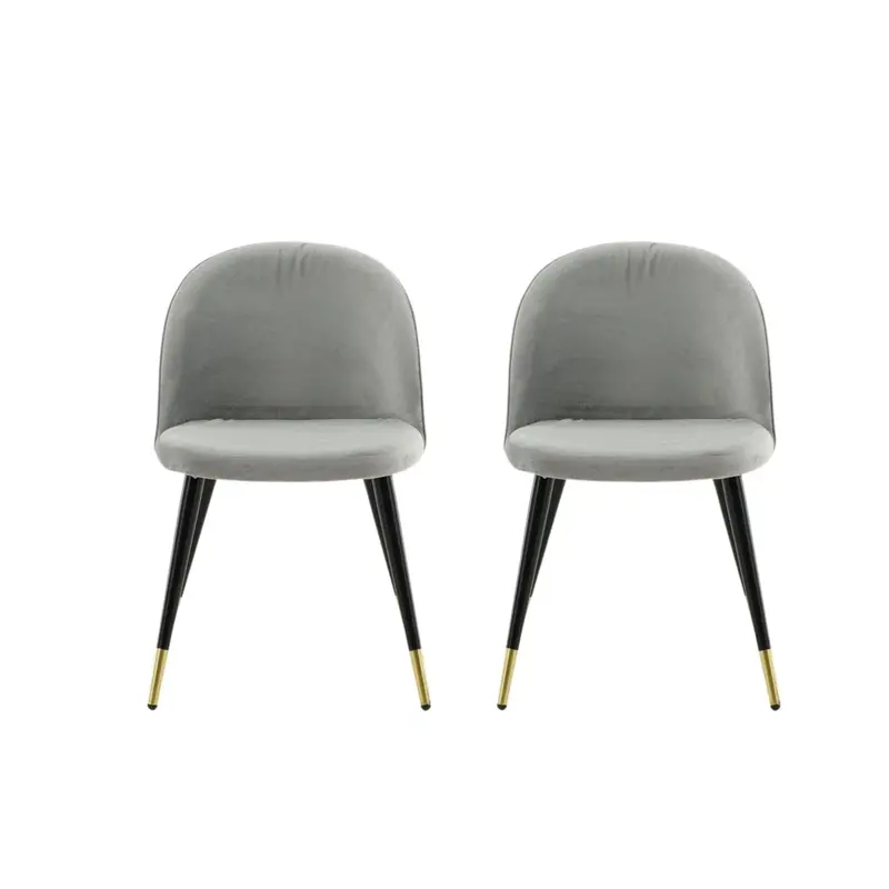 2er-Set Esszimmerstühle Velvet aus Samt - Grau / Schwarz / Messing