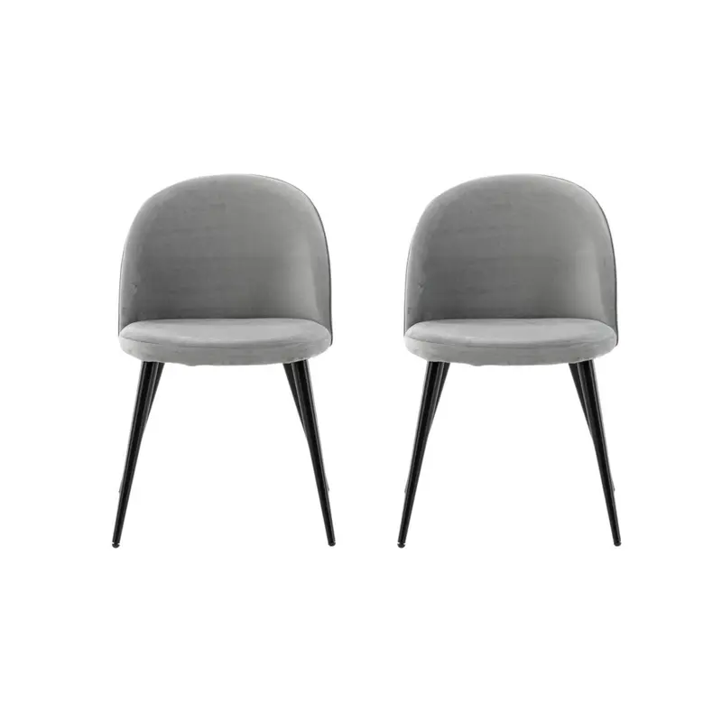 2er-Set Esszimmerstühle Velvet aus Samt - Grau
