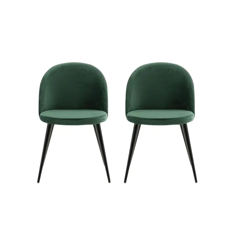 2er-Set Esszimmerstühle Velvet aus Samt - Moosgrün