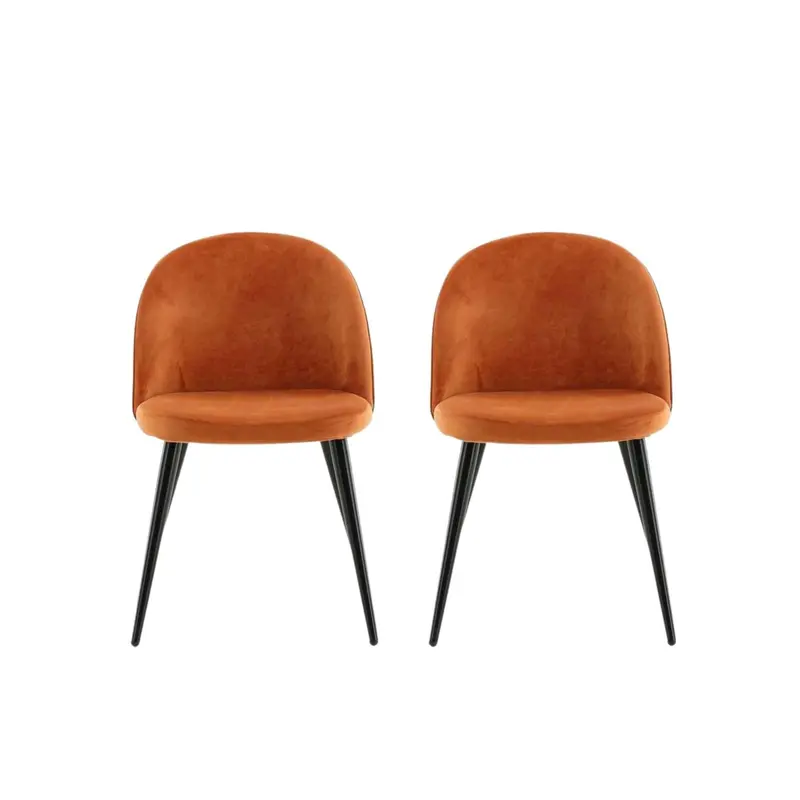 2er-Set Esszimmerstühle Velvet aus Samt - Orange