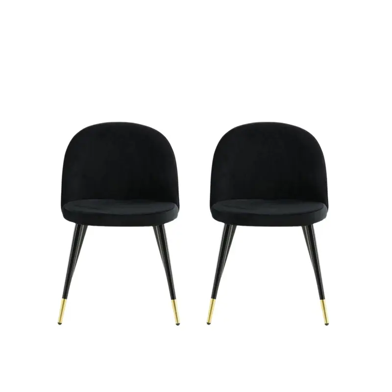 2er-Set Esszimmerstühle Velvet aus Samt - Schwarz / Messing