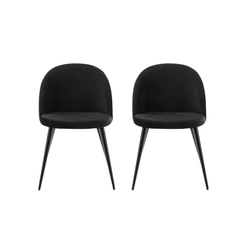2er-Set Esszimmerstühle Velvet aus Samt - Schwarz