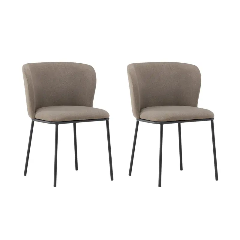 2er-Set Polsterstühle Edina aus Leinen - Braun