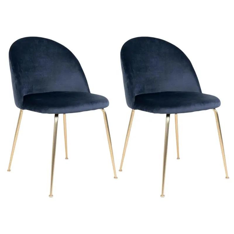 2er-Set Polsterstühle Geneve aus Samt - Blau