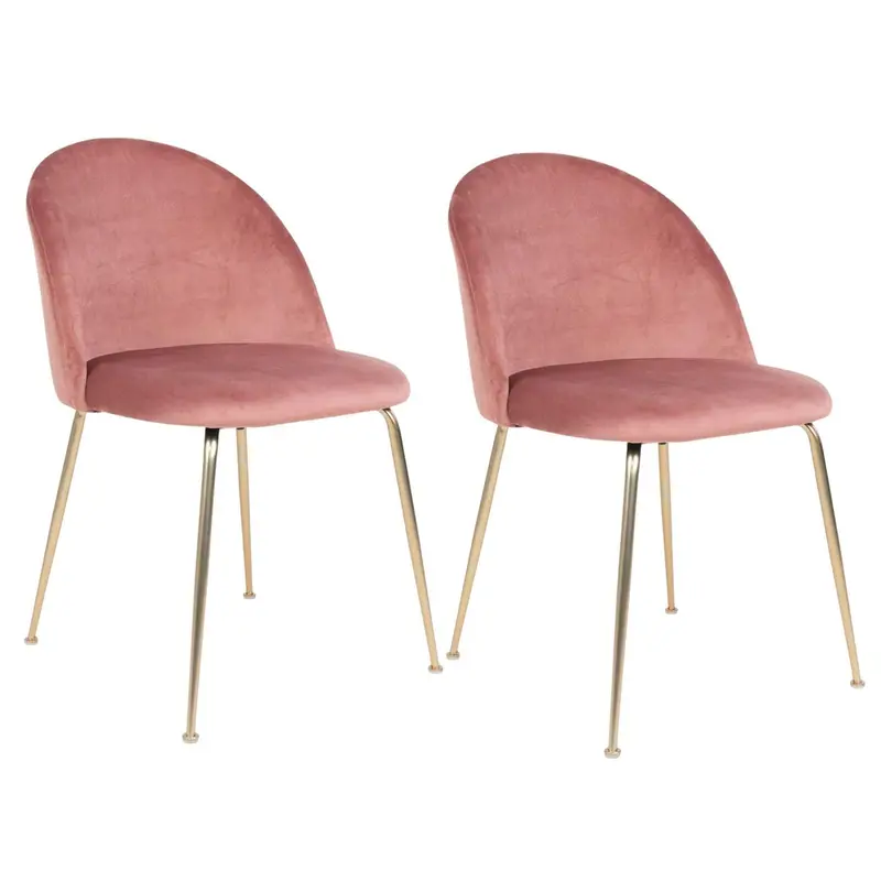 2er-Set Polsterstühle Geneve aus Samt - Pink
