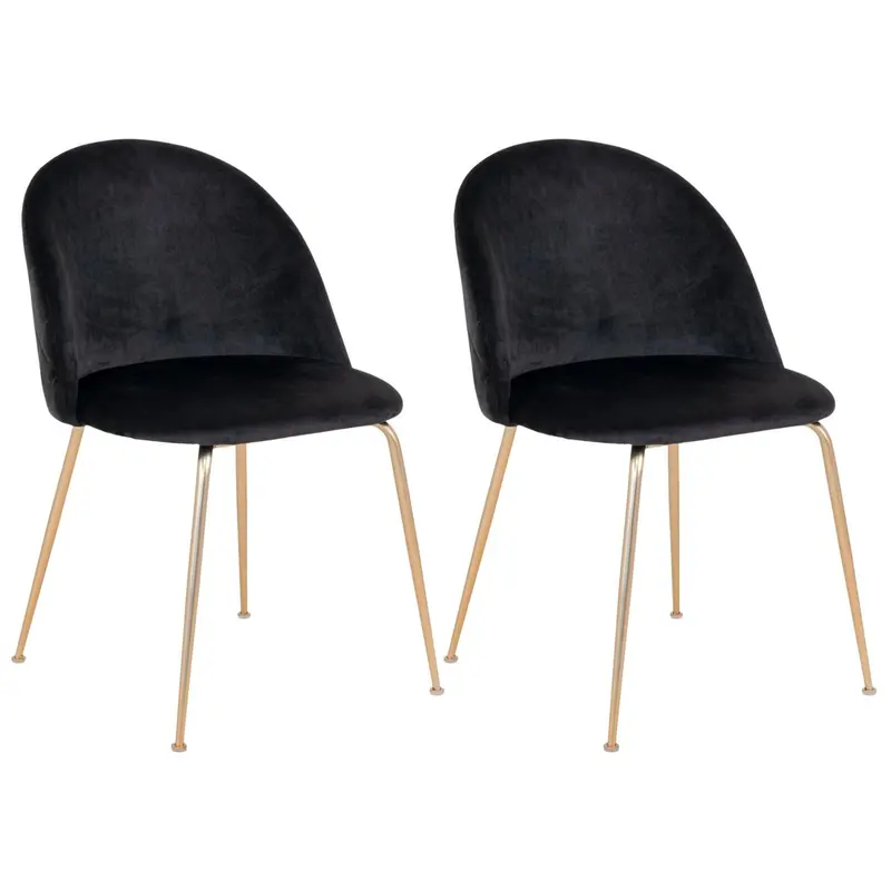 2er-Set Polsterstühle Geneve aus Samt - Schwarz