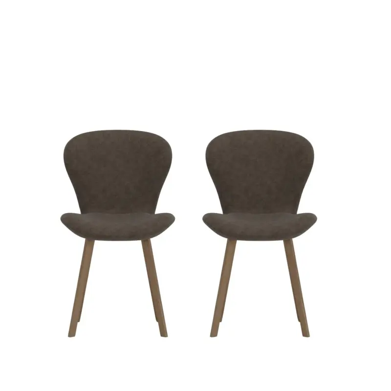 2er-Set Polsterstühle Lilja aus Leinen - Braun