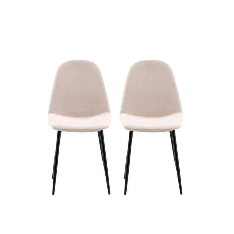 2er-Set Polsterstühle Polar aus Samt - Beige
