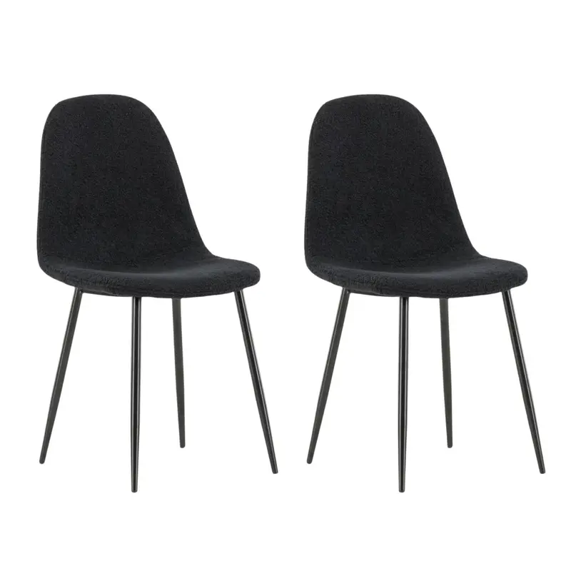 2er-Set Polsterstühle Polar aus Teddy Bouclé - Schwarz