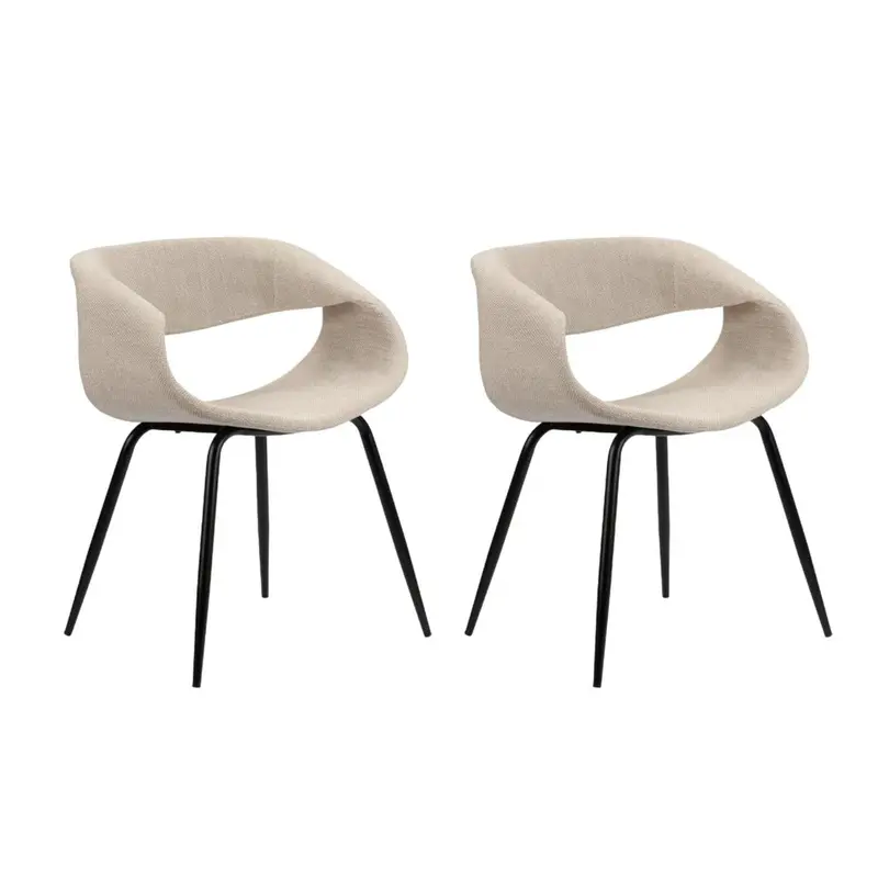 2er-Set Polsterstühle Wal - Beige