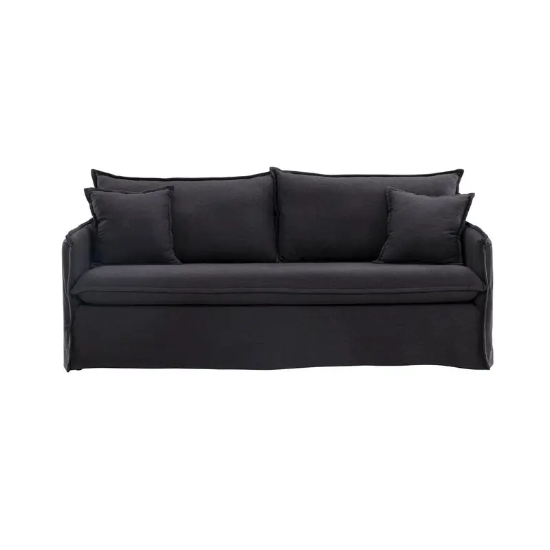 3-Sitzer Sofa Nova aus Leinen - Schwarz