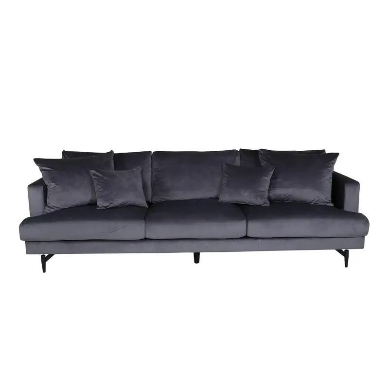 3-Sitzer Sofa Sofia aus Samt - Dunkelgrau