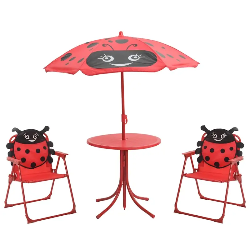 3-tlg. Garten-Bistro-Set für Kinder mit Sonnenschirm Rot