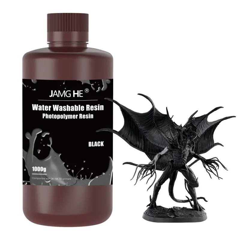 3D-Druckerharz JAMGHE wasserabwaschbares Harz schwarz 1 kg