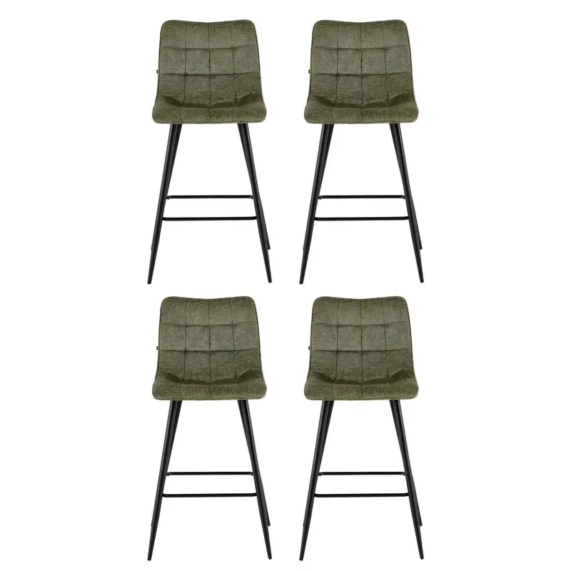 4er-Set Barhocker Lucille aus Chenille - Dunkelgrün