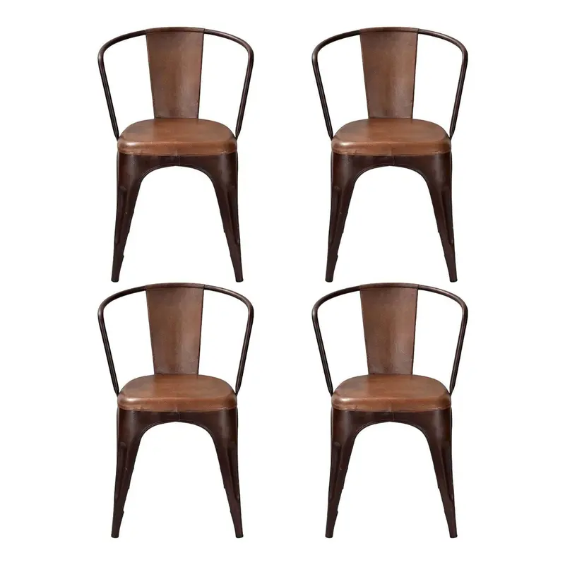 4er-Set Esszimmerstühle Living - Cognac & Leder