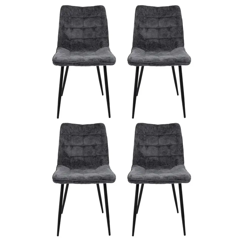 4er-Set Esszimmerstühle Lucille aus Chenille - Petrol