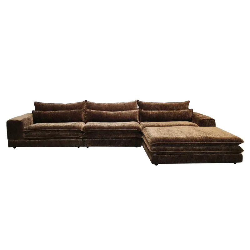 6-Sitzer Sofa London mit Chaiselounge - Dunkelbraun