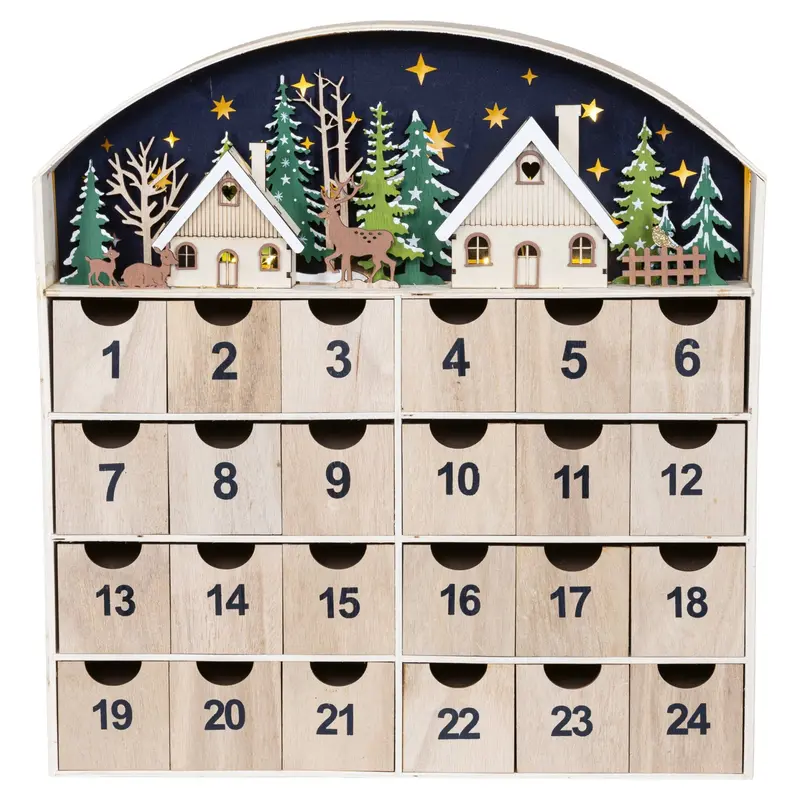 Adventskalender mit LED-Beleuchtung, 50 cm