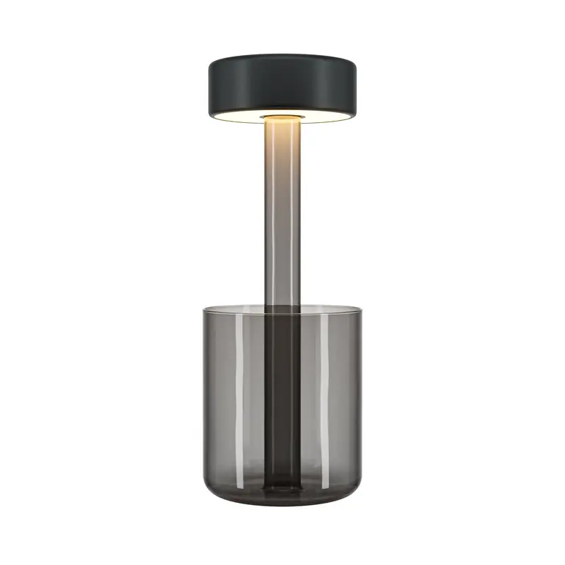 Akku-Tischleuchte – Graue Oberfläche, Glassockel, Aluminiumschirm - AI Collaboration | Maytoni
