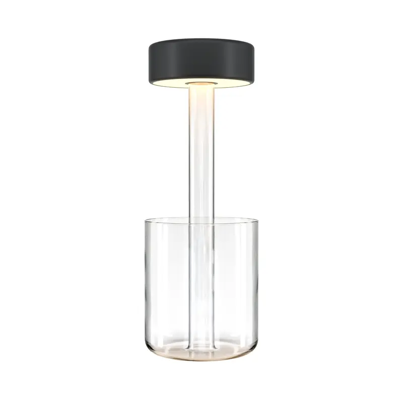 Akku-Tischleuchte – Schwarze Oberfläche, Glassockel, Aluminiumschirm - AI Collaboration | Maytoni