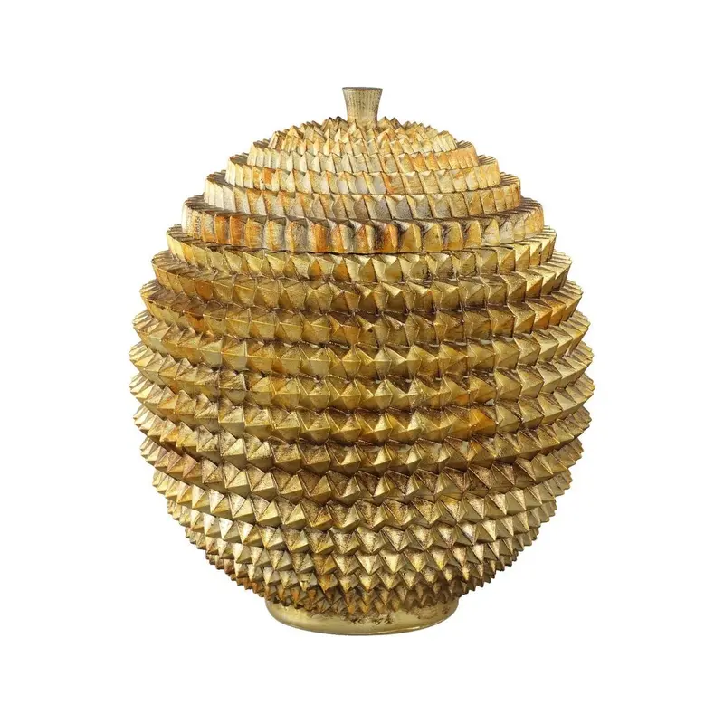 Aufbewahrungsbox – Goldfarbe, Polyresin-Material, Durian-Optik, L – Dany | PTMD