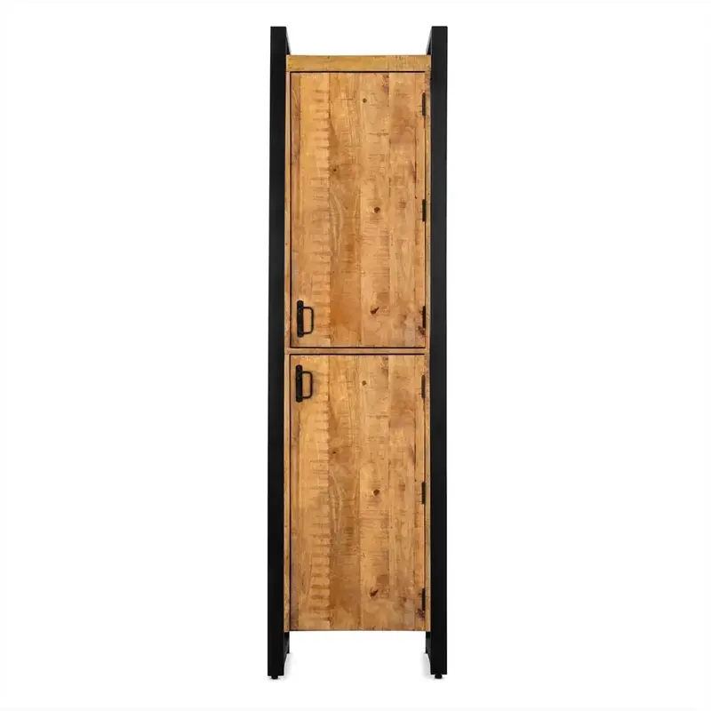 Aufbewahrungsschrank – Mangoholz Oberfläche, Schwarzes Stahlgestell, Natürliche Oberfläche, 50 cm - Britt | Benoa