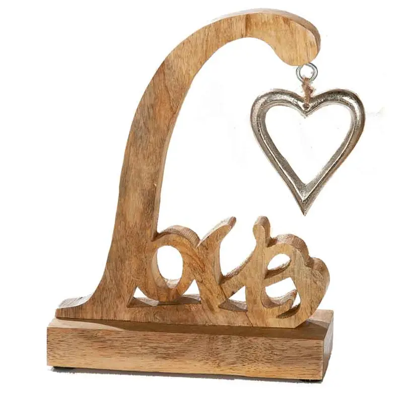 Aufsteller Love 23cm mit Herzanhänger